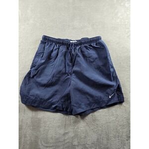 Vintage Nike Running Shorts Womens M Blue Nylon Unlined Pockets 90s *Read